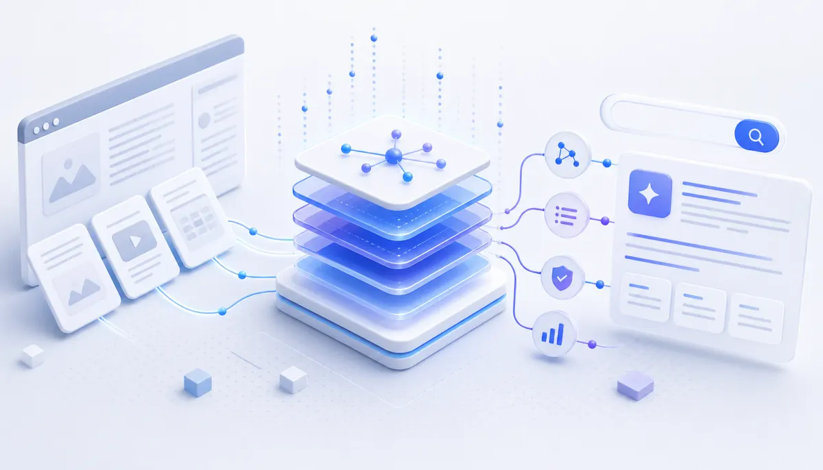 A visual map of GEO content structure and search context for AI search optimization